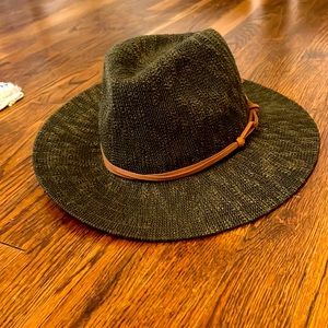 Francesca’s green fedora, brown suede strap